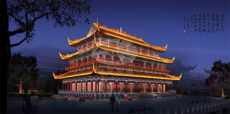 古建築景觀亮化設計效果圖二